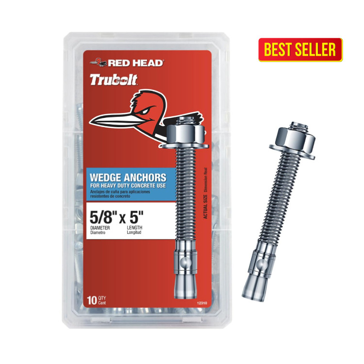 TruBolt 5 8 x 5 In Concrete Anchor 10 Pcs Stainless Steel Heavy Duty
