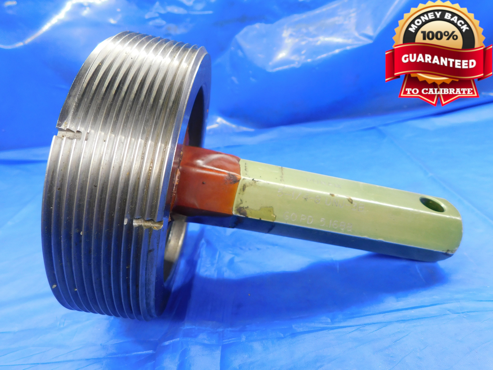 5 1/4 8 UNJ 3B THREAD PLUG GAGE 5.25 5.250 5.2500 GO ONLY P.D. = 5.1688 3B OR 2B
