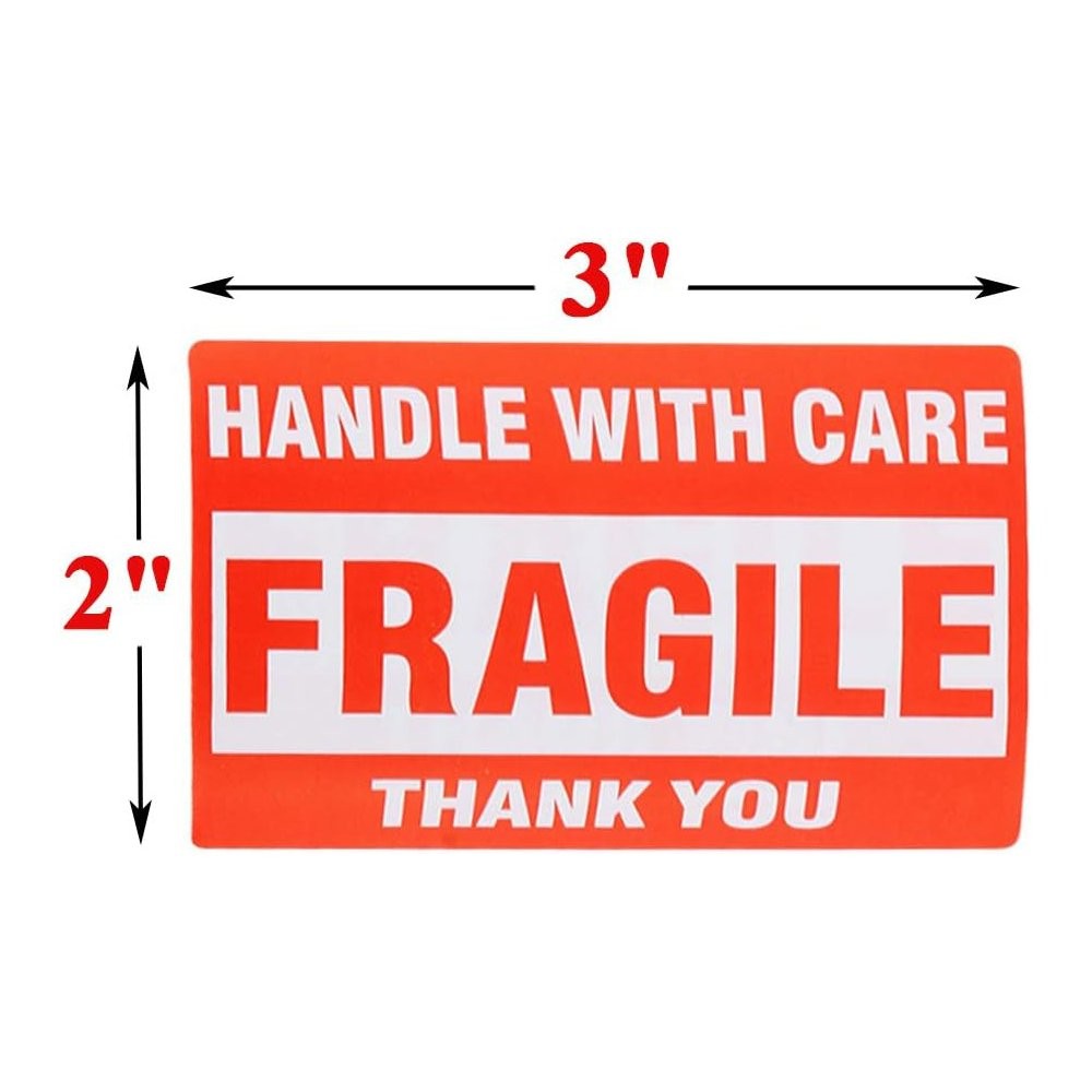 Fragile Stickers 1 Roll 500 2″x3″ Fragile Label Sticker Handle With Care Mailing