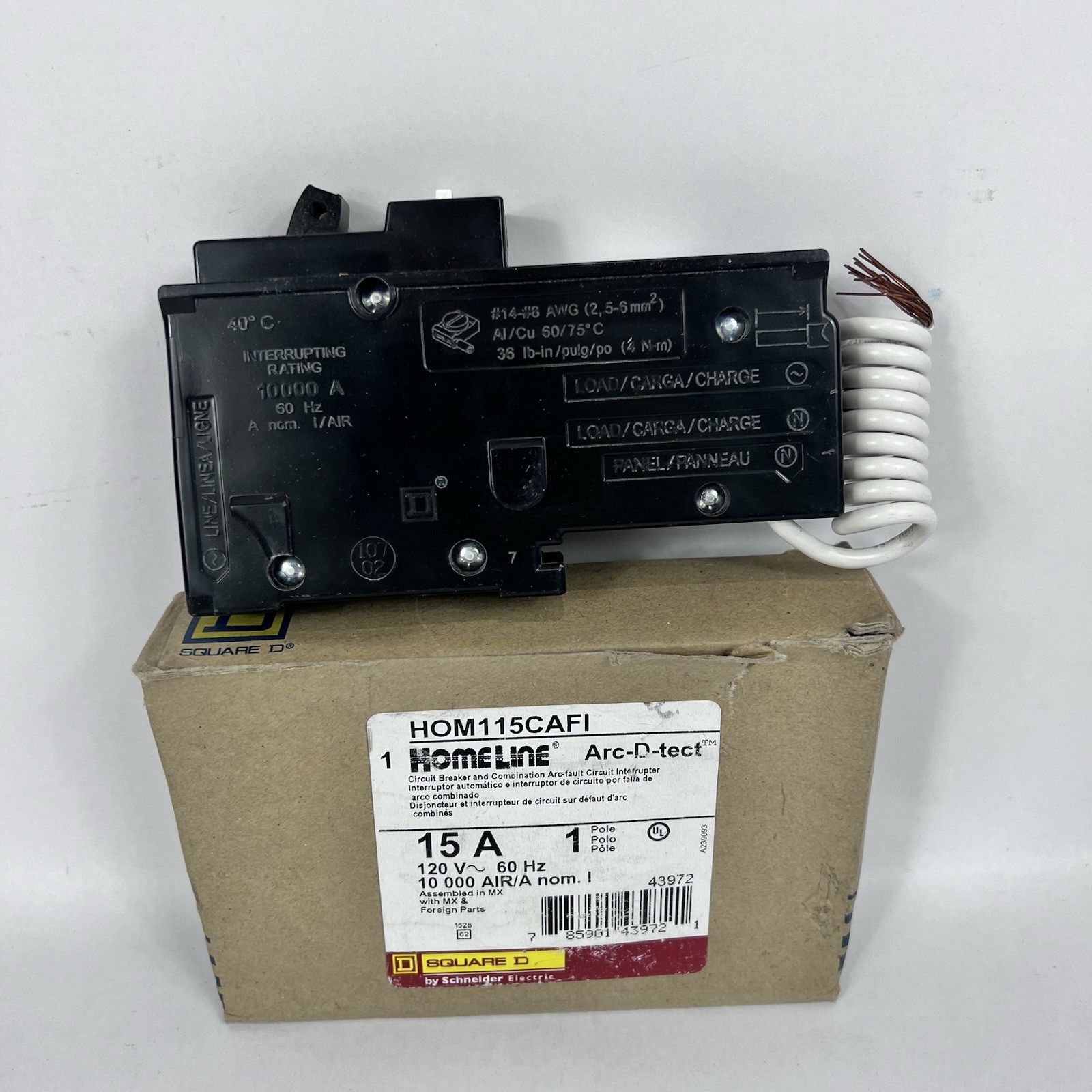 New Square D HOM115CAFI Circuit Breaker & Arc-fault Circuit Interrupter