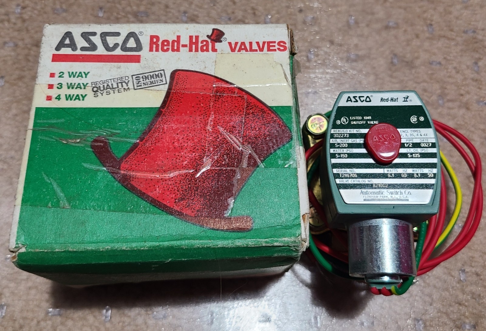 ASCO 8210G2 120/60AC 2-Way Brass 1/2 In Solenoid Valve Normally Closed