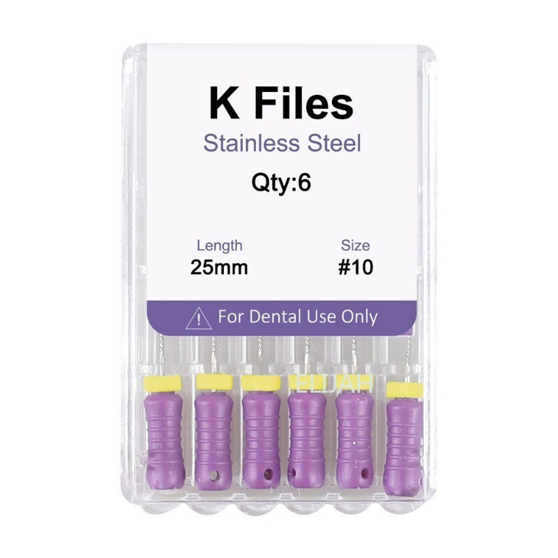 ELIJAH Dental Endo Root Canal File 25mm K-FILES Stainless Steel Hand Use #6–#40