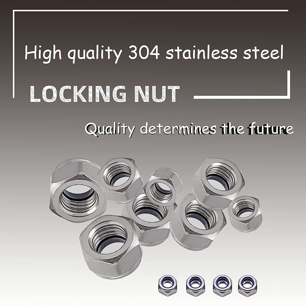 20x M10 x 1.5mm Nylon Insert Hex Lock Nuts 304 Stainless Steel Metric Nyloc
