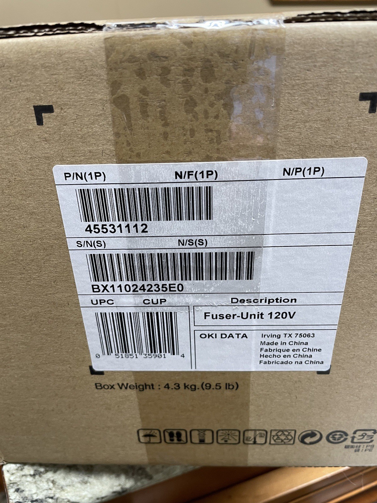 OKI 45531112 Fuser Unit 120V OKI C900 Series ES900 Series NEW