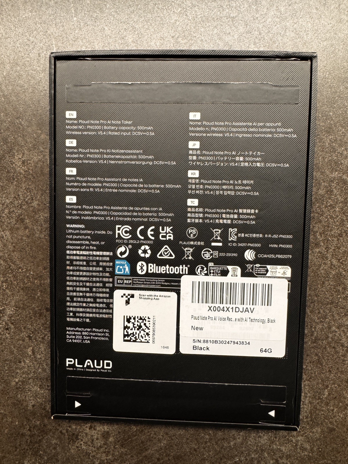 Plaud Note Pro AI Voice Recorder Note Taker PN0300 64GB Black
