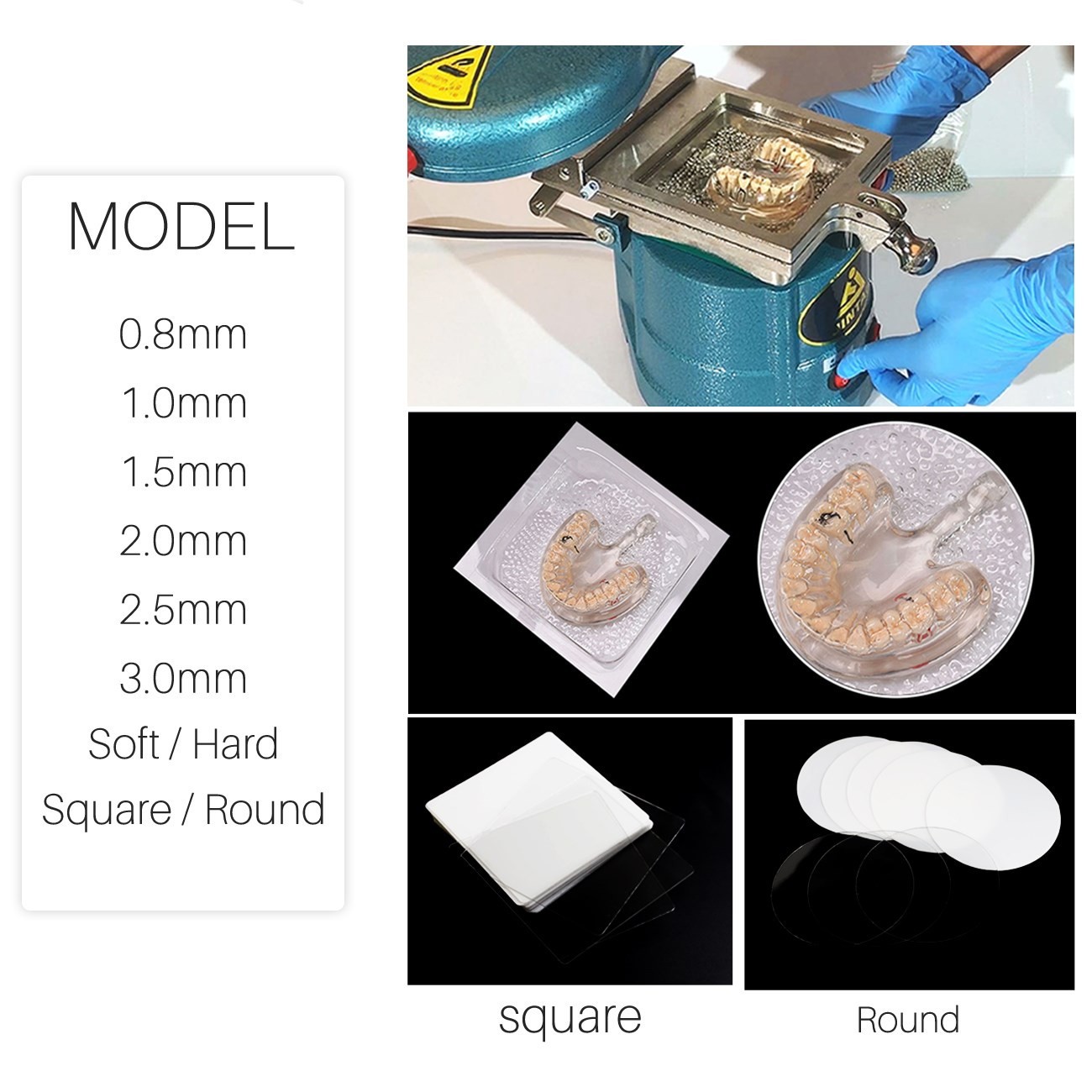 Dental Lab Vacuum Forming Splint Sheet Thermoforming Material Soft Hard US STOCK