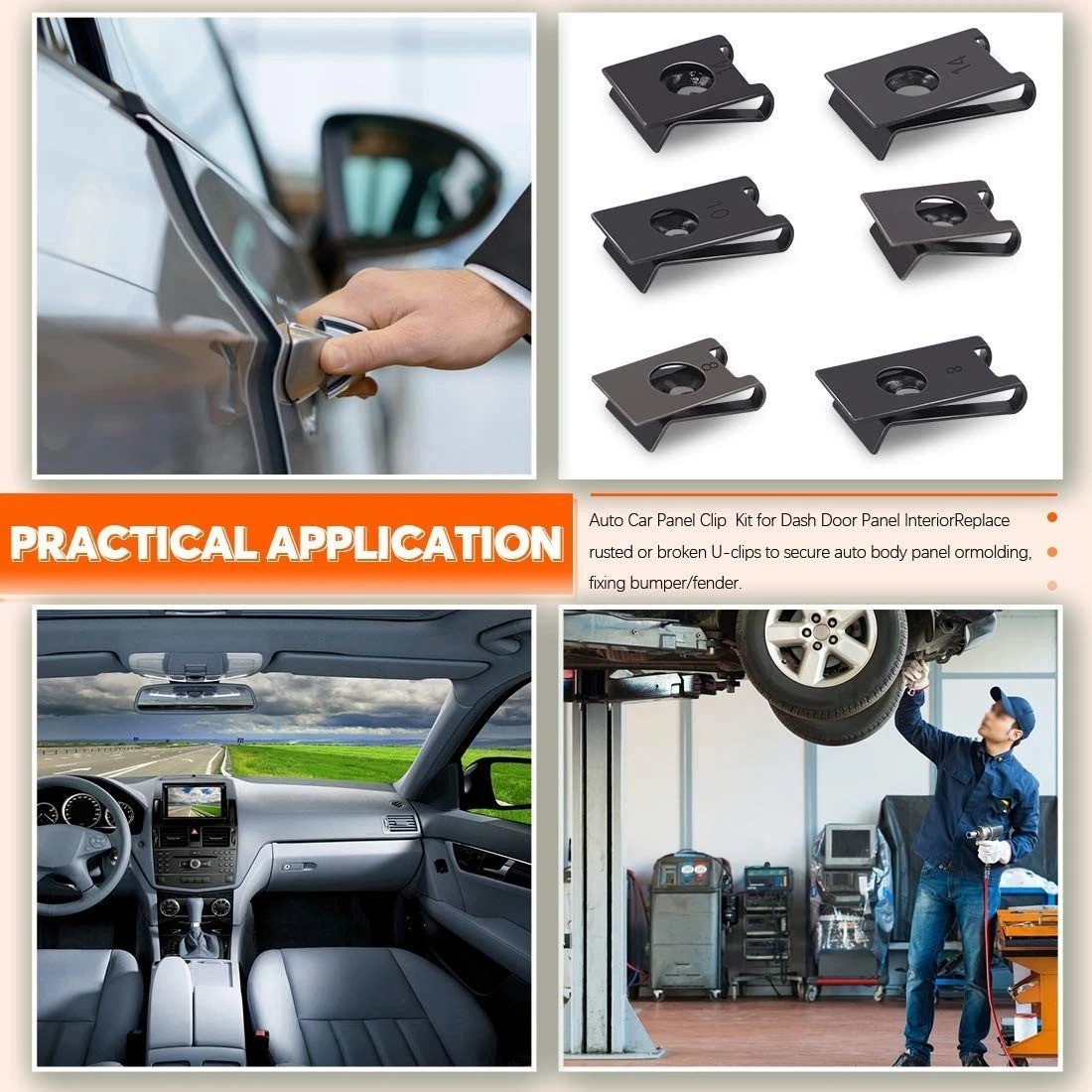 Professional 225 Pcs U-nut Clip Kit for Auto Panels