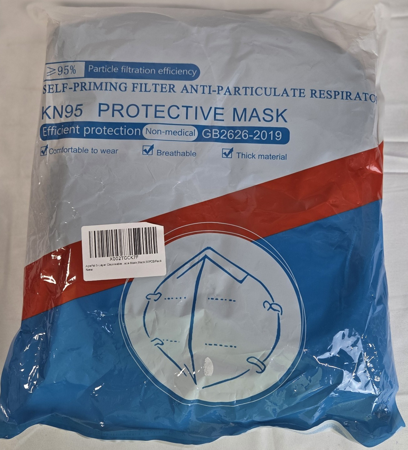 K95 Non Medical Mask 50 Pcs Per bag One Bag Opened