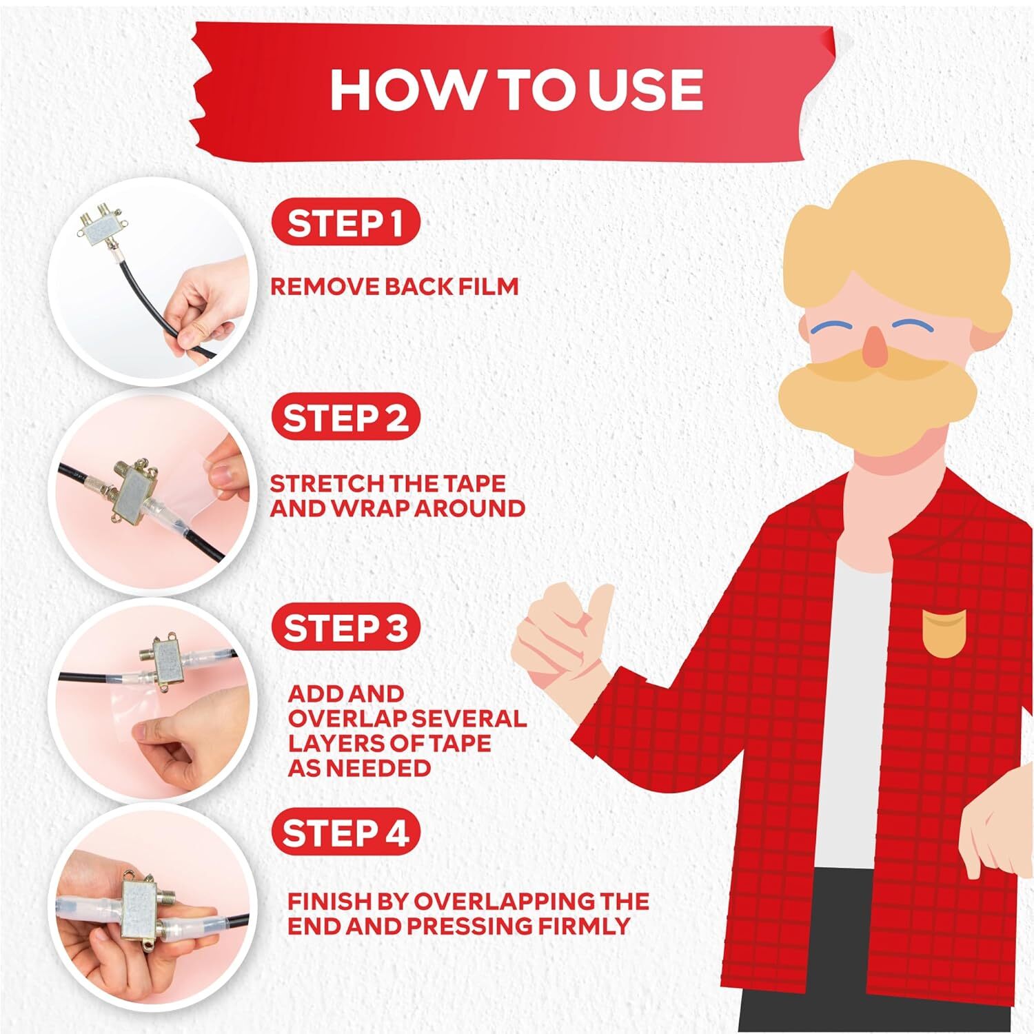 Self Fusing Silicone Tape for Plumbing Non-Adhesive Leak Seal Tape Waterproof
