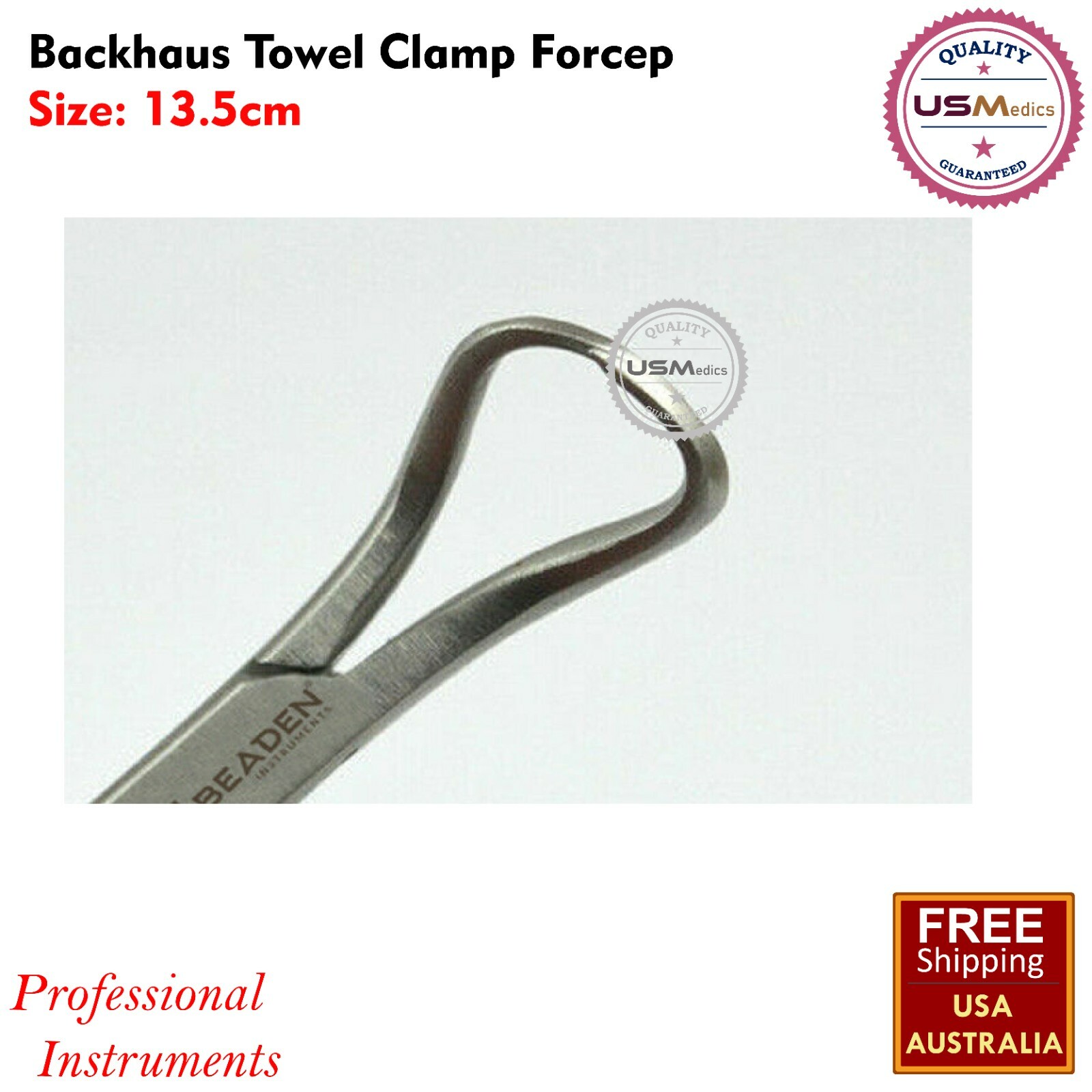 Backhaus Towel Clamp Forceps 13.5cm Tissue Forceps Surgical Veterinary BEADEN®
