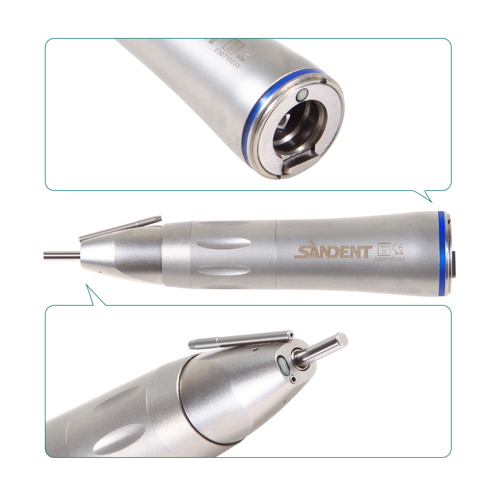Dental Surgical Straight Handpiece 1:1 Implant Cone Nose Fiber Optic SANDENT