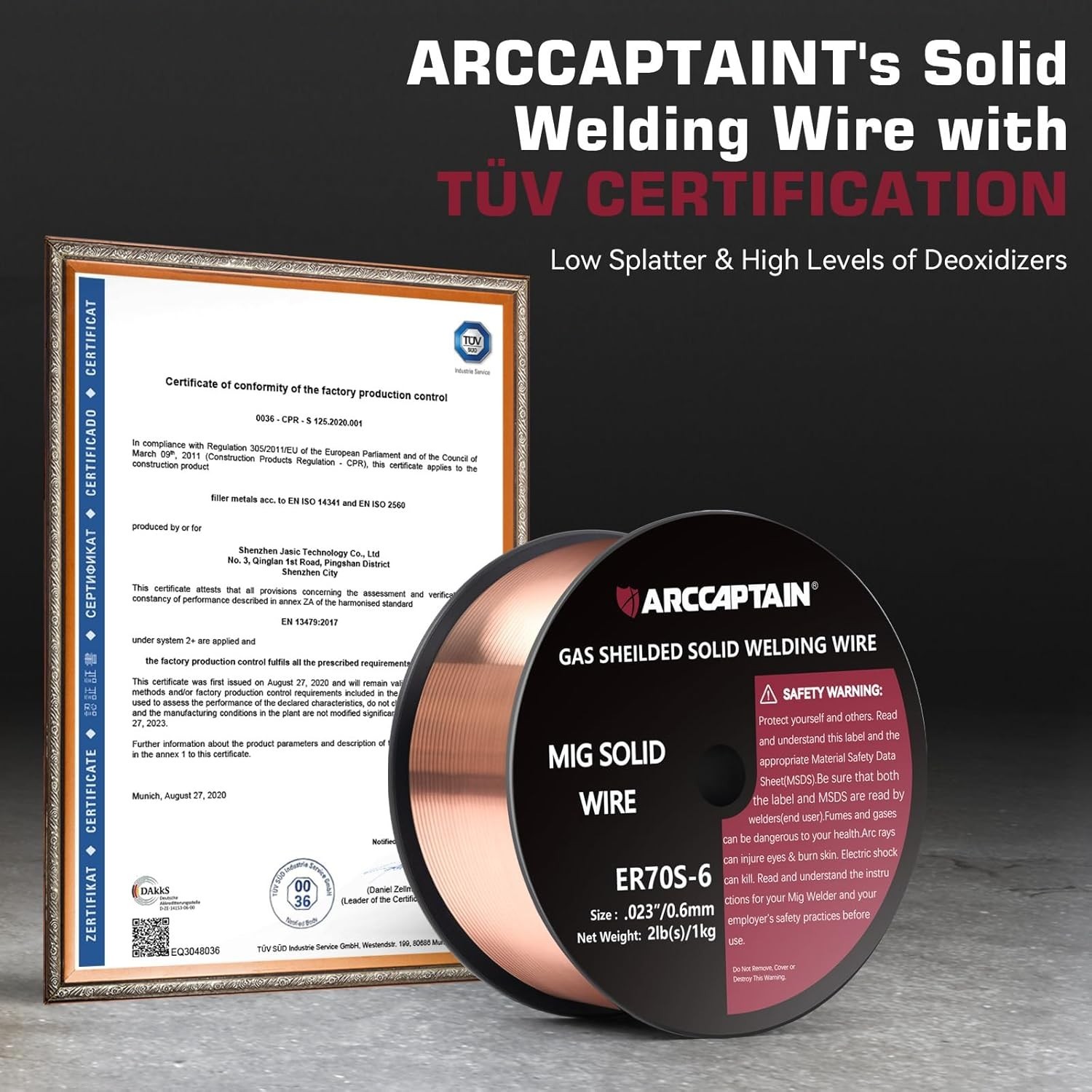 ARCCAPTAIN MIG Welding Wire, MIG Wire ER70S-6 2Lbs Gas Solid Carbon Steel 1KG