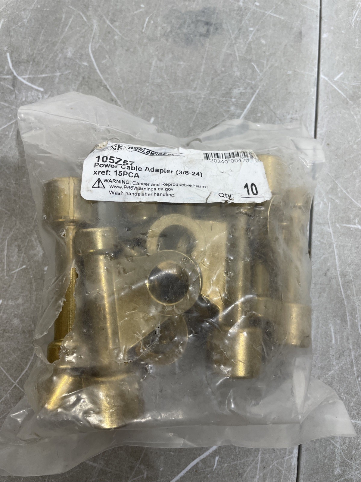 10 CK Worldwide 105Z57, Power Cable Adapter (3/8-24) Use On Stud Style Machines