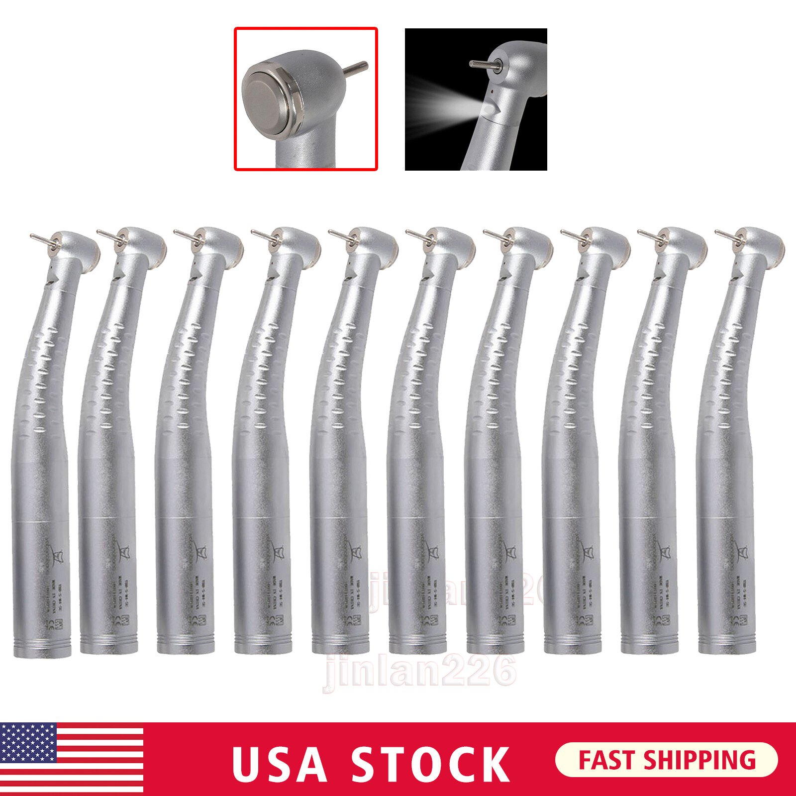 Dental Fiber Optic LED Handpiece Fast High Speed /LED Coupler 4/6Hole Fit KAVO