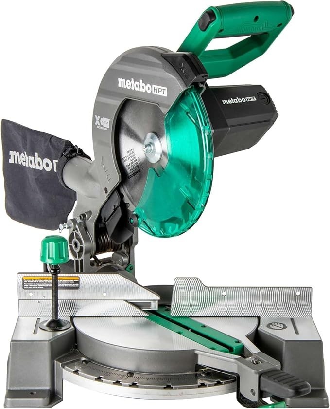 Metabo HPT 10-Inch Single Bevel Compound Miter Saw, 15-Amp Power Saw with Xact