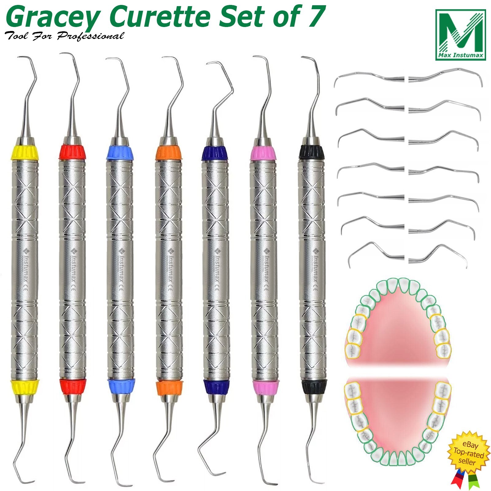 7 Pcs Gracey Curettes Set – Hollow Handle Periodontal Dental Surgical Instrument