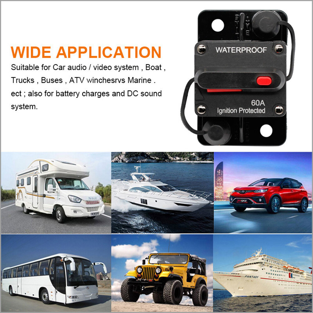 Waterproof Car Circuit Breaker Fuse Reset 30-300 Amp 12V-24V DC Car Boat Auto