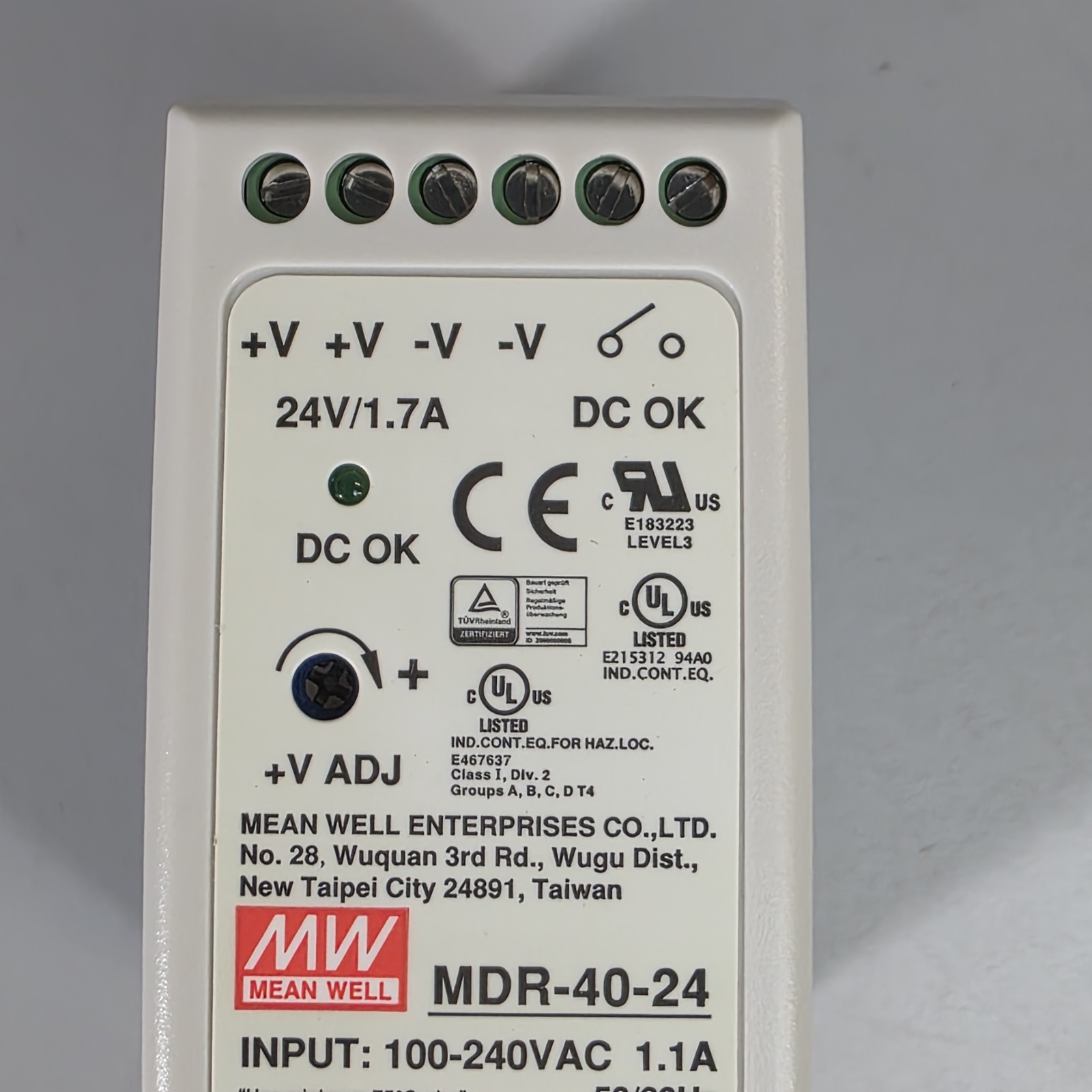 Mean Well MDR-40-24 Power Supply In 100-240V Out 24VDC 1.7A 40W NIB