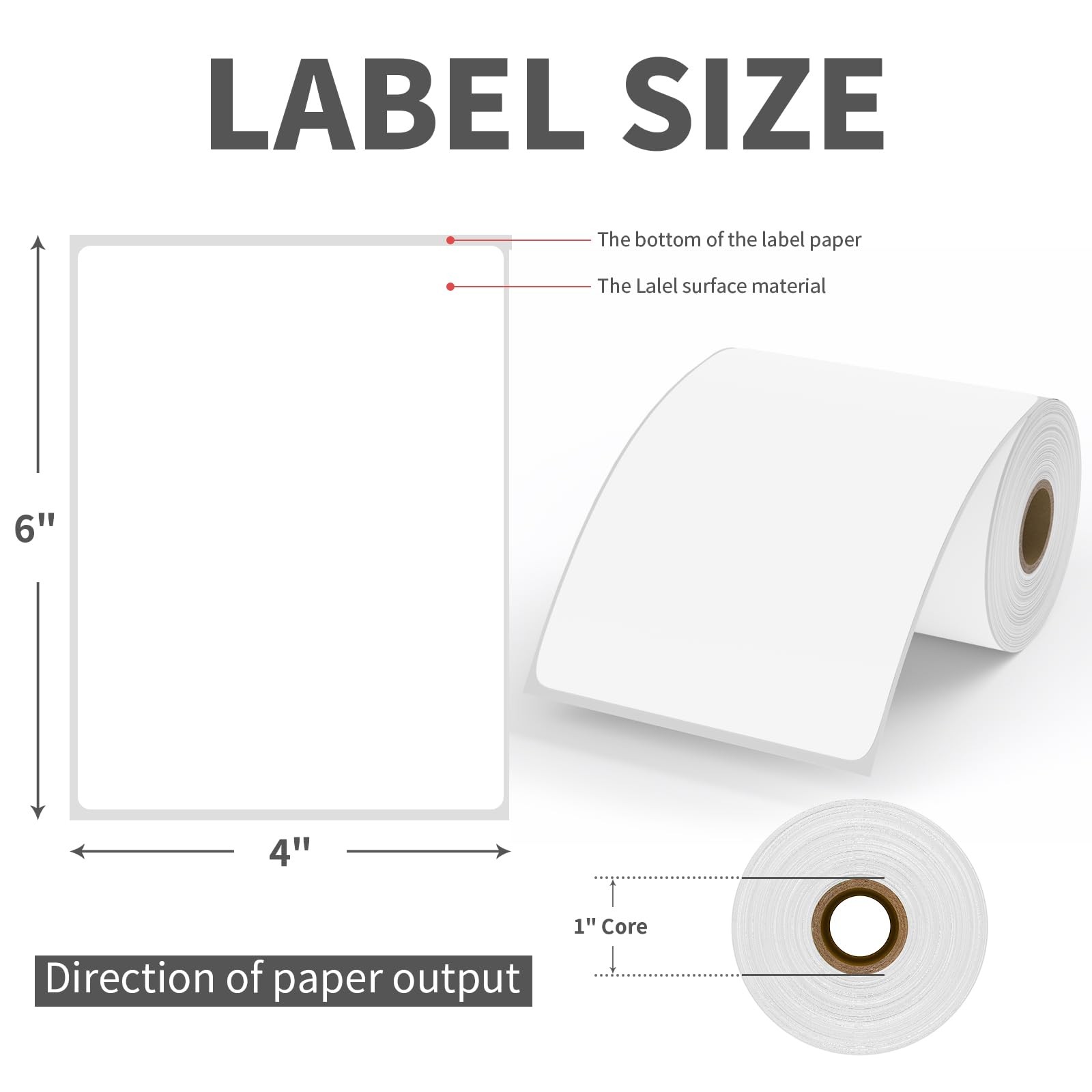 4X6 Blank Direct Thermal Shipping Labels, 250 Labels per Roll, 6 Rolls, 1500 Lab