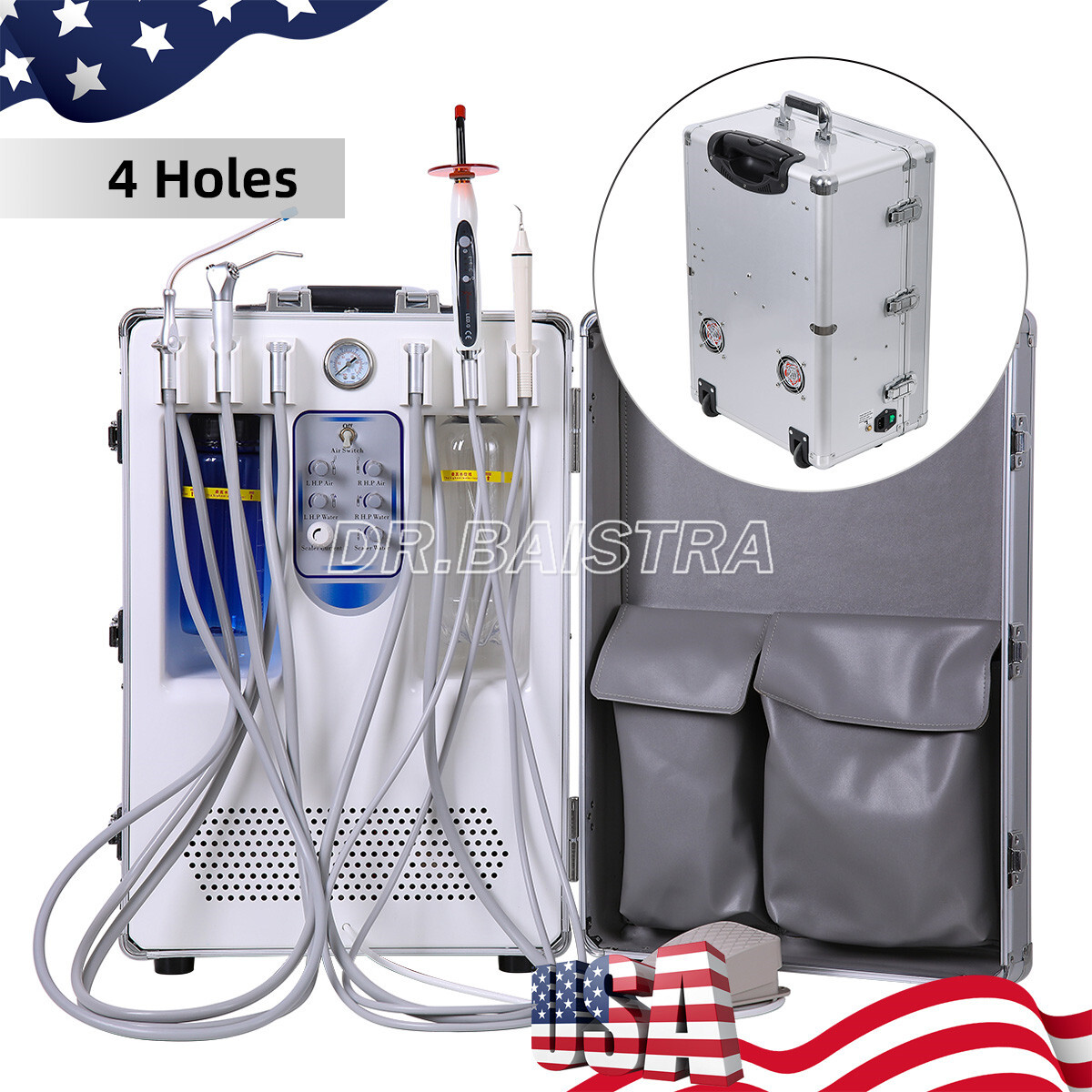 Unidad de entrega dental portatil móvil compresor de aire succión /handpiece
