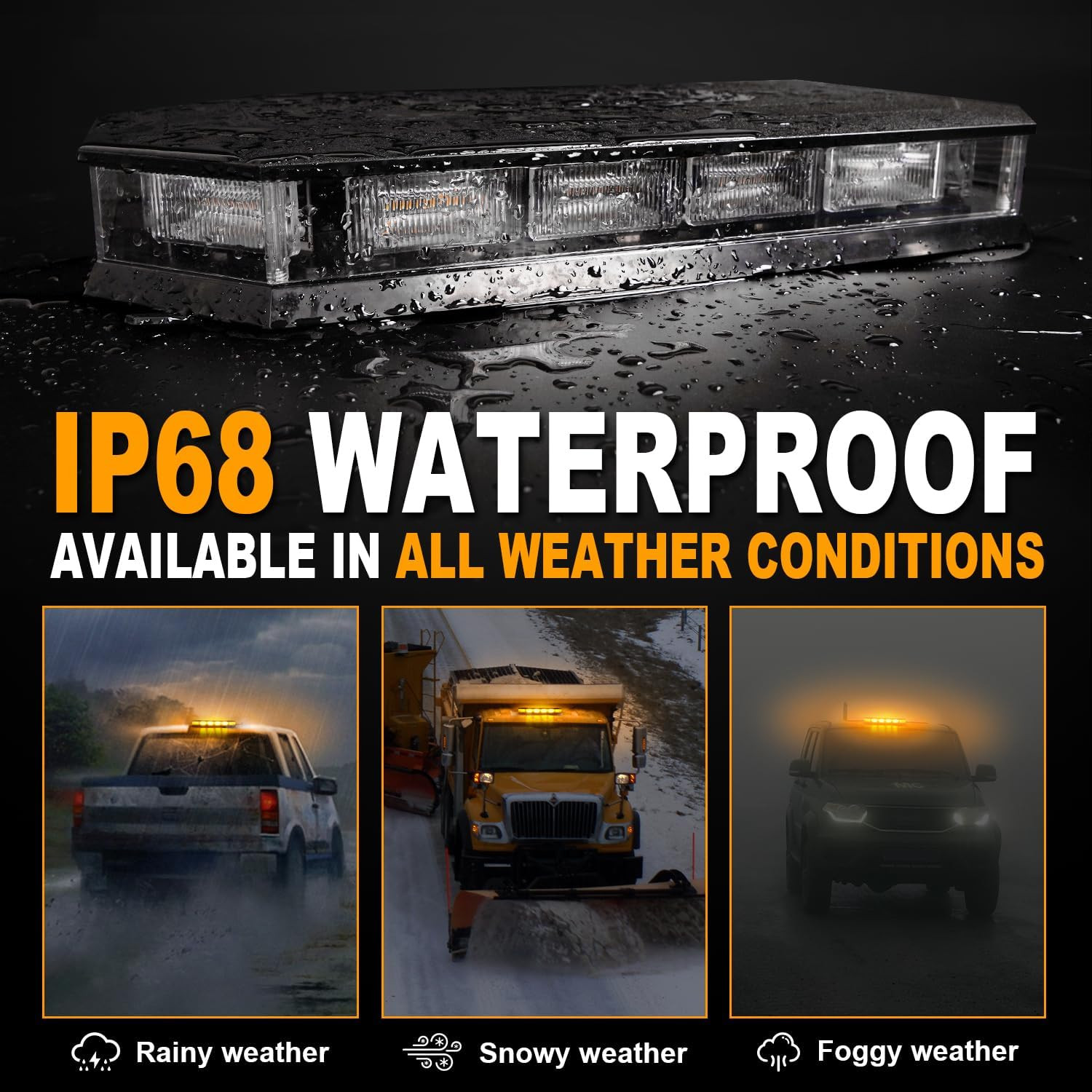 16.5 Inch Roof Top Beacon Emergency Strobe Light 56 LED Magnetic Warning Caution