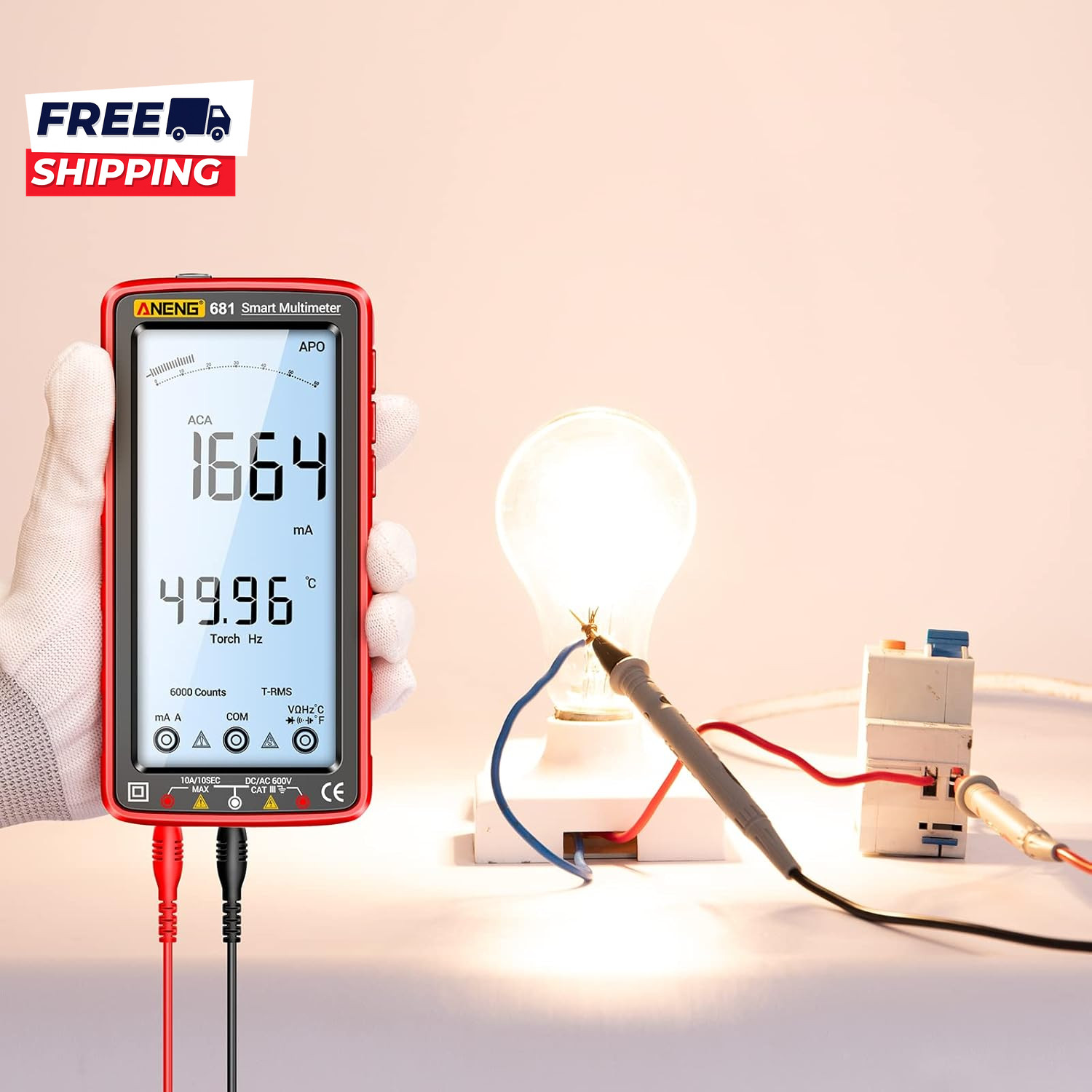 Digital Multimeter Tester Auto-Ranging TRMS 6000 Counts Voltmeter Smart Recharge