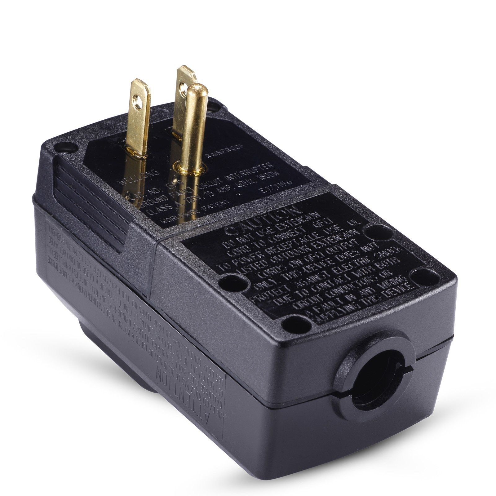 GFCI Plug Replacement 15 Amp 3 Prong Medium, Black