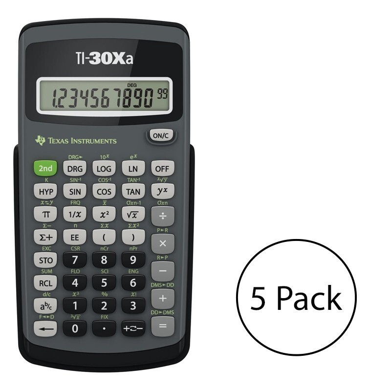 5 Pack Texas Instruments TI-30Xa 10 Digit Display Scientific Calculator
