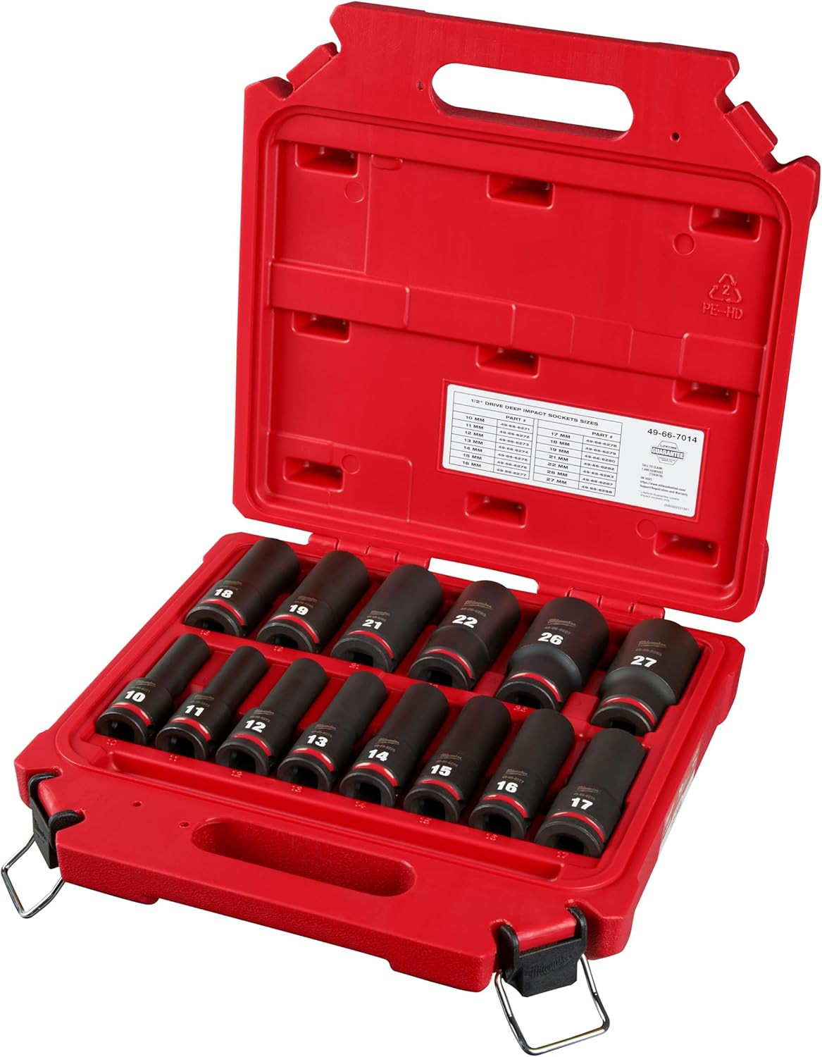14PC Heavy-Duty 1/2″ Drive Metric Socket Set – 6-Point Precision Tools