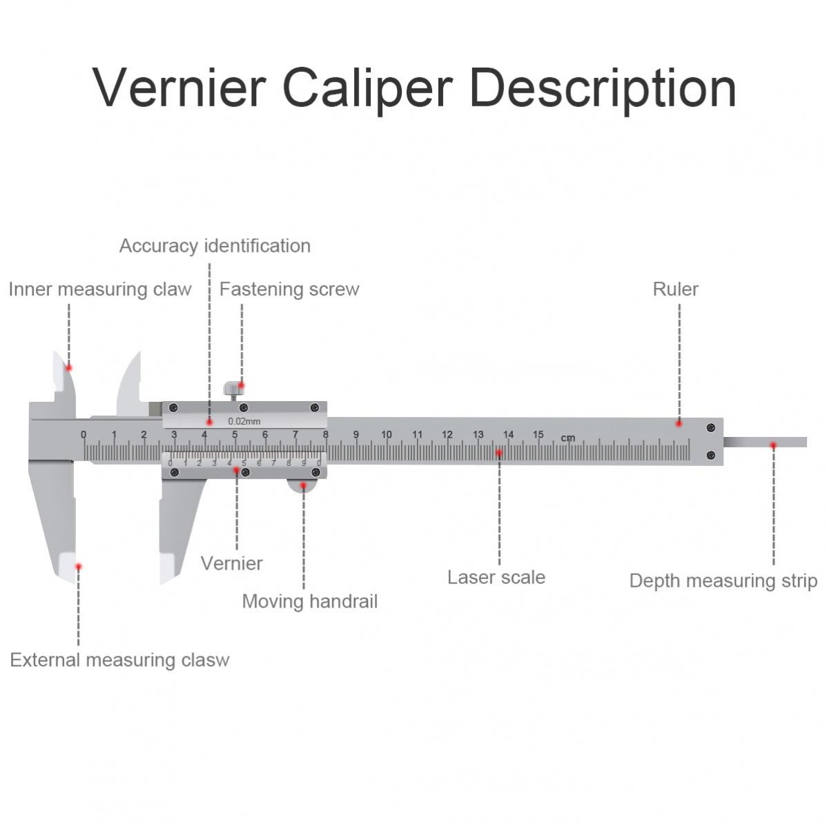 Carbon Steel Vernier Caliper Micrometer Gauge 0-150mm Non Digital Caliper .02mm