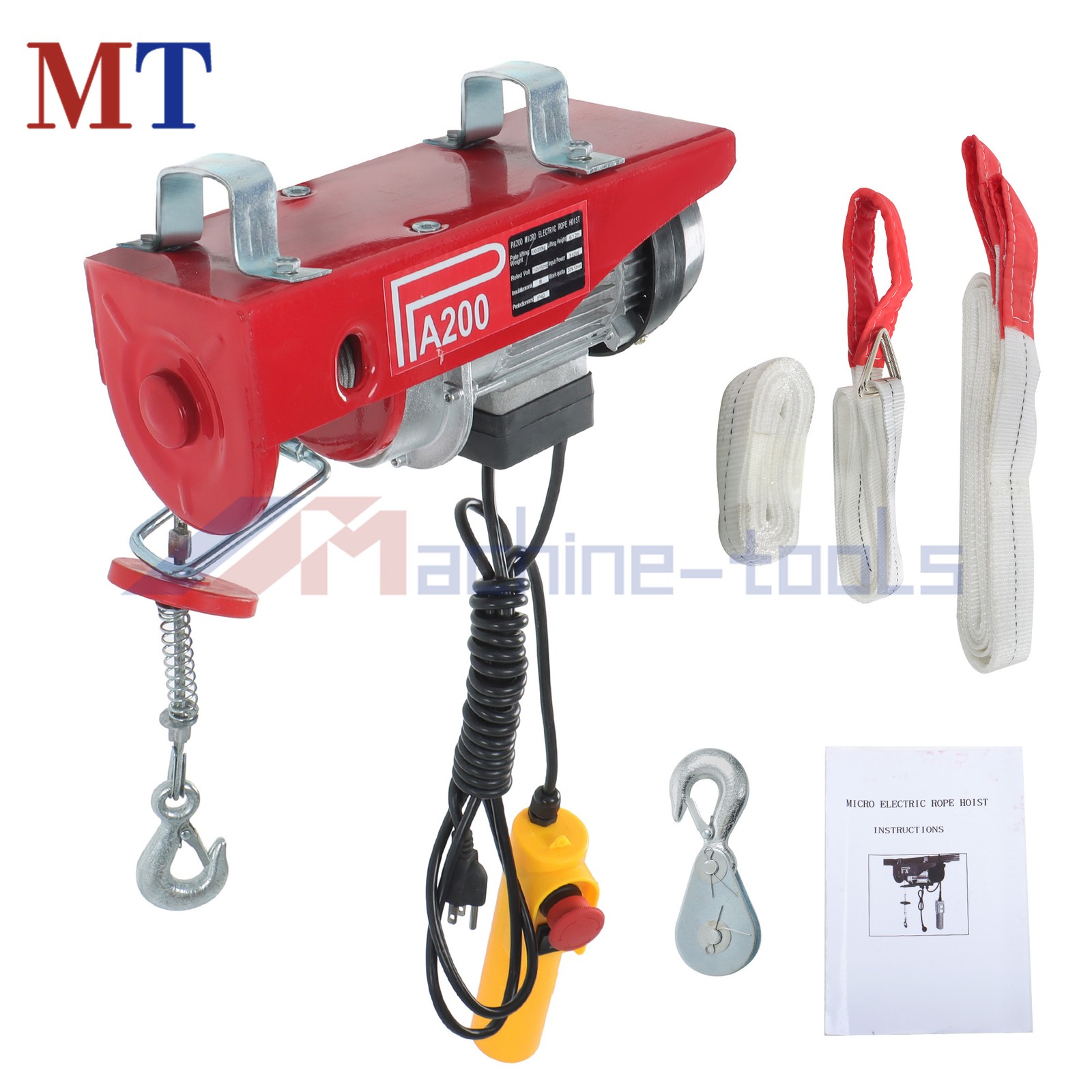 Electric Hoist, 110V 440lbs/200kg Winch with 6.6ft Remote Control Height 20-40ft