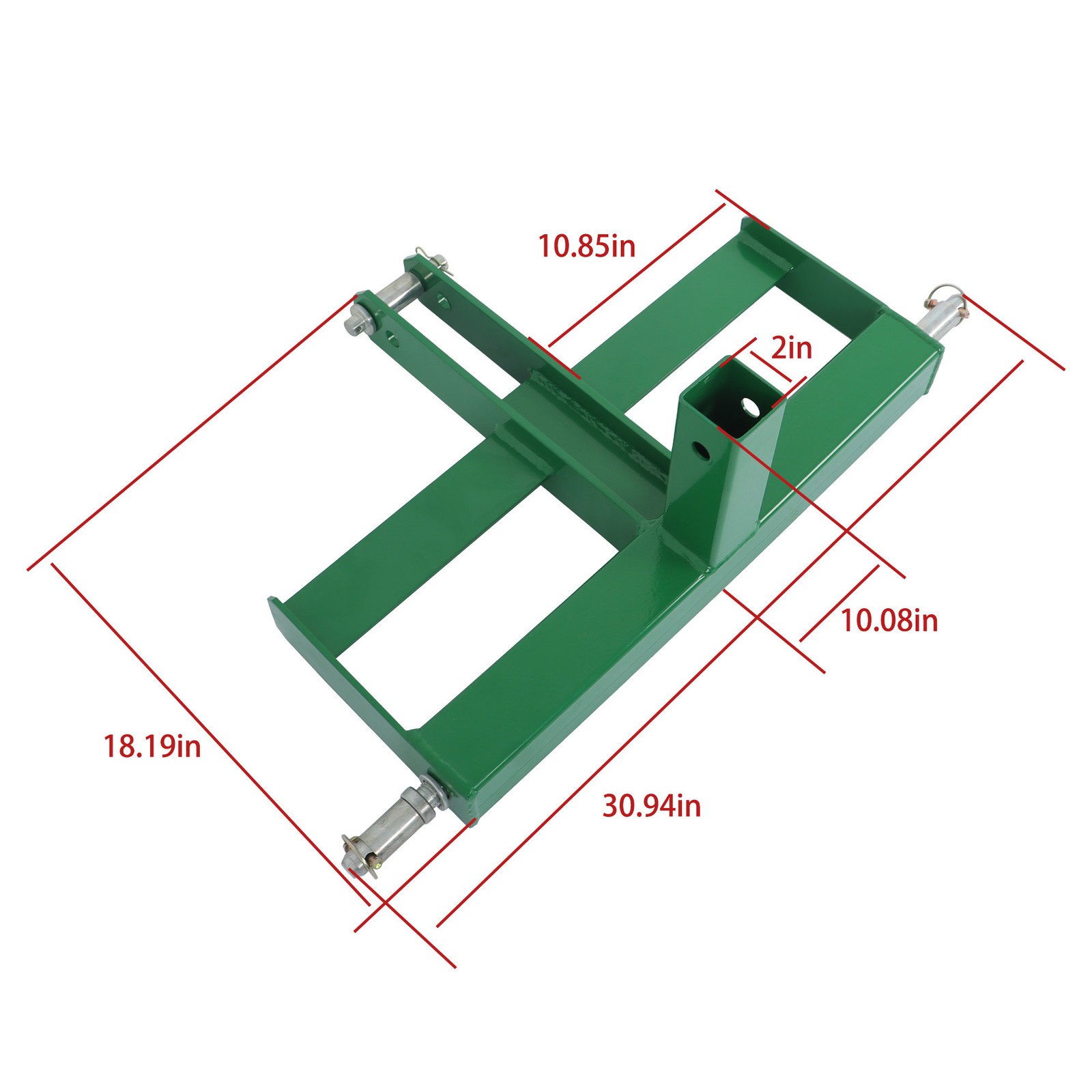 3 Point 2″ Receiver Hitch Drawbar Tractor For CAT 1 W/Suitcase Weight Brackets