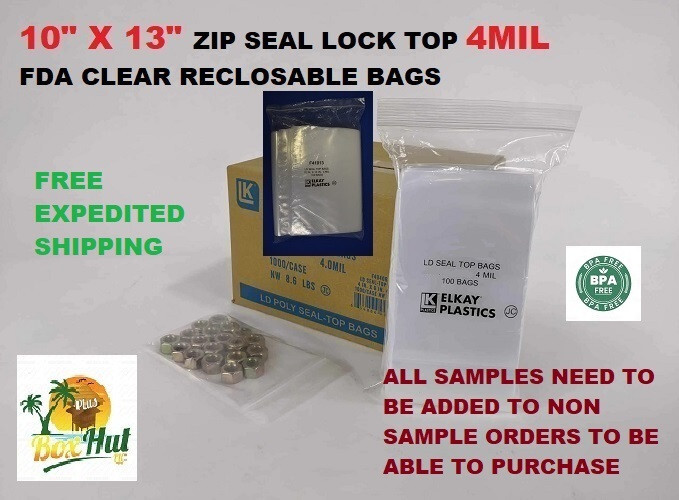 10×13 Clear Elkay Plastic 4MIL Zip Seal Lock Top Reclosable Poly Bags 4 Mil