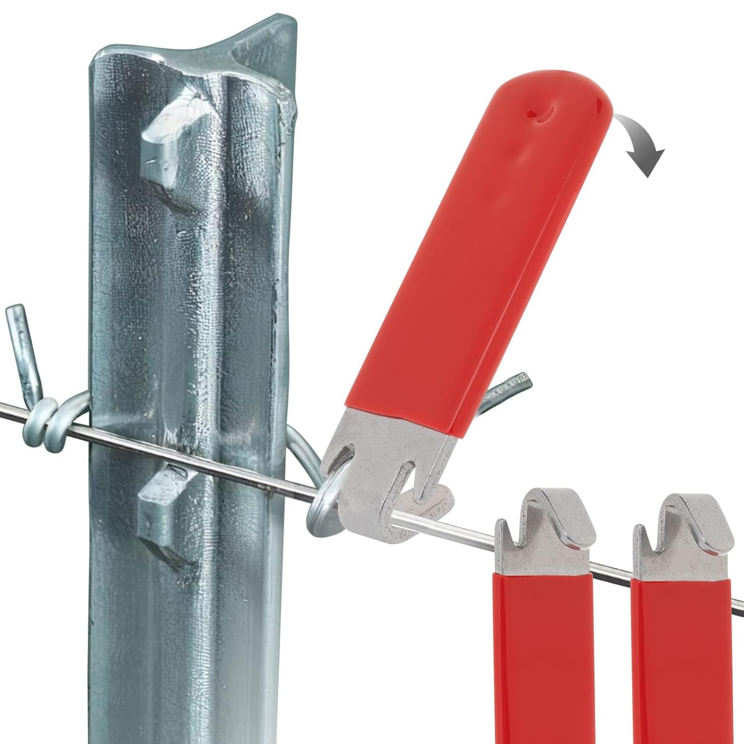 T Post Clip Tool 2Pcs Red Rubber Coated Wire Twisting Fencing Tool Fence Wire