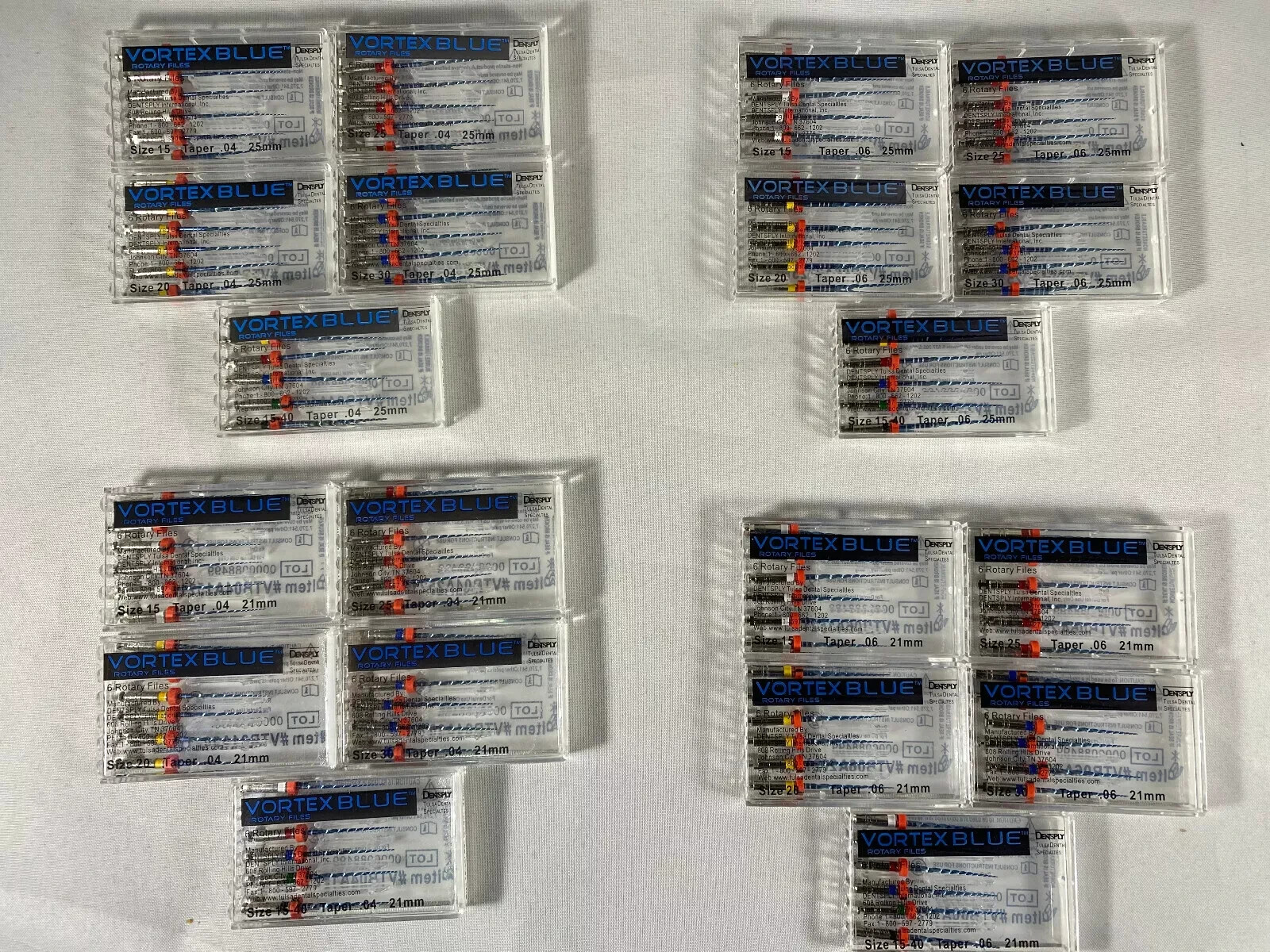 Dentsply Tulsa Dental Vortex Blue 21, 25, 30mm all Taper rotary file (60/pk)
