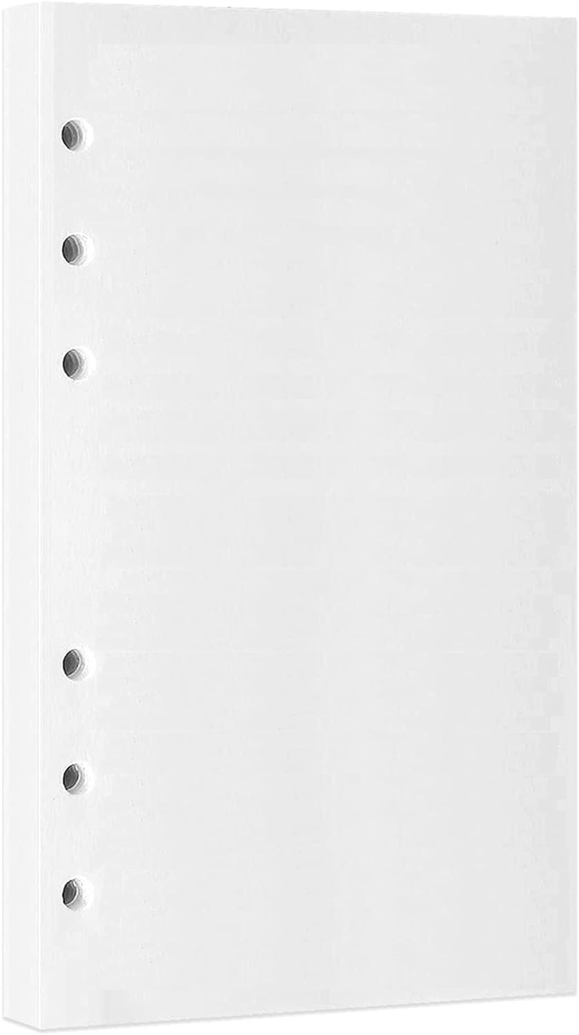 A6 Blank Refill Paper, 100 Sheets/200 Pages Loose Leaf Paper for White