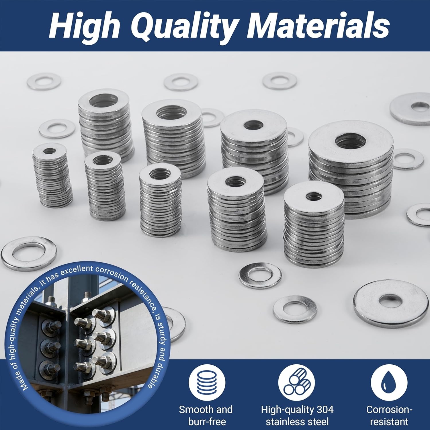 20 Pcs 3/8″ Fender Washers Stainless, 3/8″ ID X1.16 OD X 0.1″ Thick, Large Fende