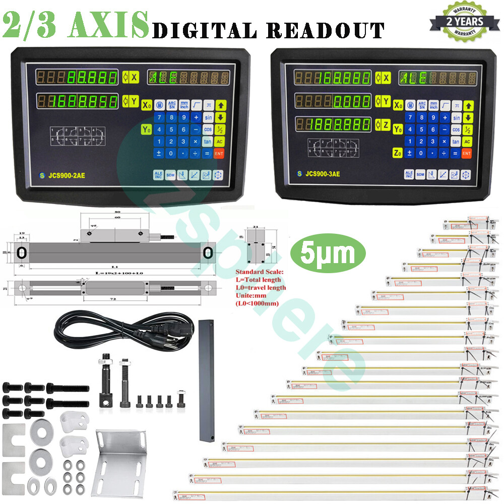 Linear Scale 2/3Axis Digital Readout DRO Display Glass Sensor Bridgeport Mill US