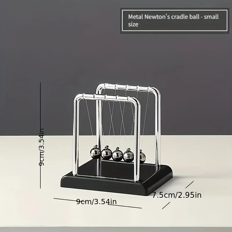 Classic Newtons Cradle Metal Desktop Ornament Black White Sphere Office Home Dec