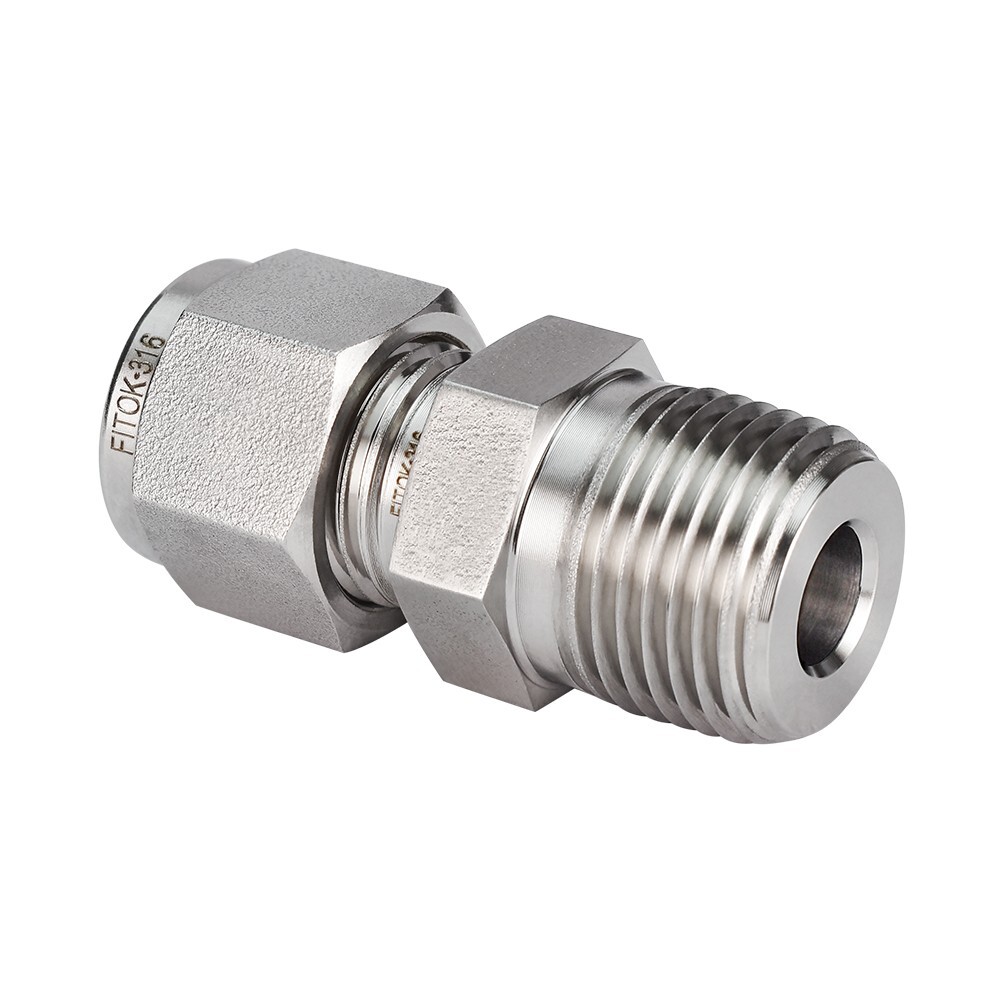 FITOK 316 Stainless Steel Tube Fitting Male Connector 1/4″ Tube OD x 1/4″ MNPT