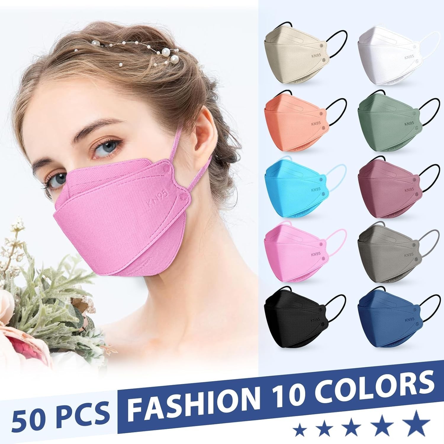 KN95 Face Masks Disposable Adults – 50 Pack 5 Layer Protection