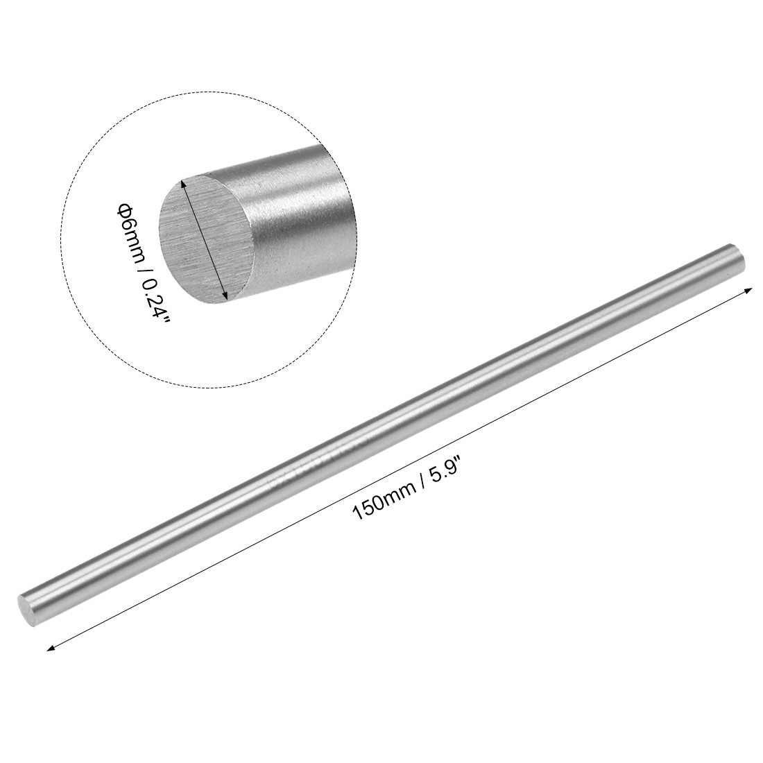 6mm Dia Round Shaft Bar 150mm Length for Gear shaft High speed steel Gray