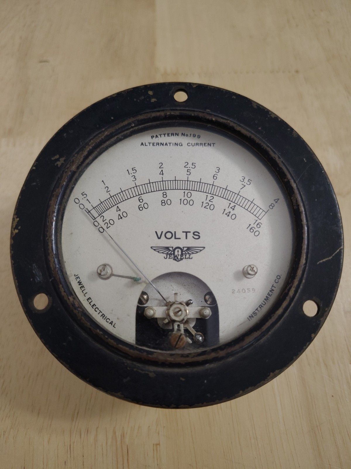 Vintage Jewell ElectricalAC Volts Panel Meter Pattern No 199 Measures 0-160 VAC