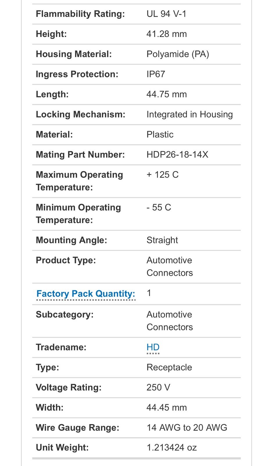 TE Connectivity Deutsch Circular Male Plug Connector Housing HD36-18-14PE Qty-5