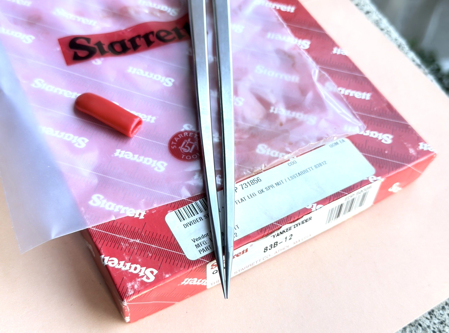 New! STARRETT No. 83B-12 Spring-Type Dividers W/Flat Legs; 12.0” Size & Capacity