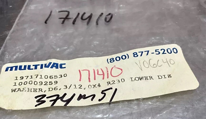 Multivac Washer D6, 3/12, 0x4 R230 Lower Die Bag Of 26 Nos Surplus