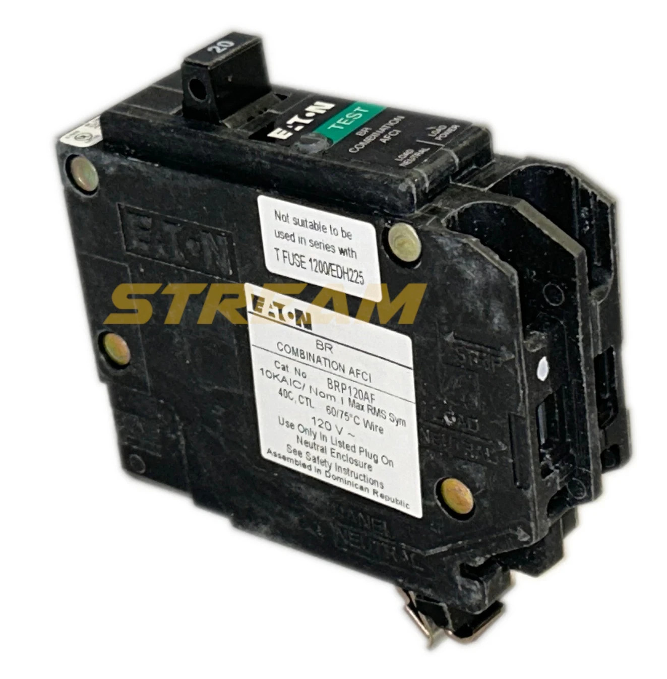 Eaton BRP120AF Circuit Breaker, Arc Fault, 20 Amp, 1-Pole, 120 Vac, Box of 20