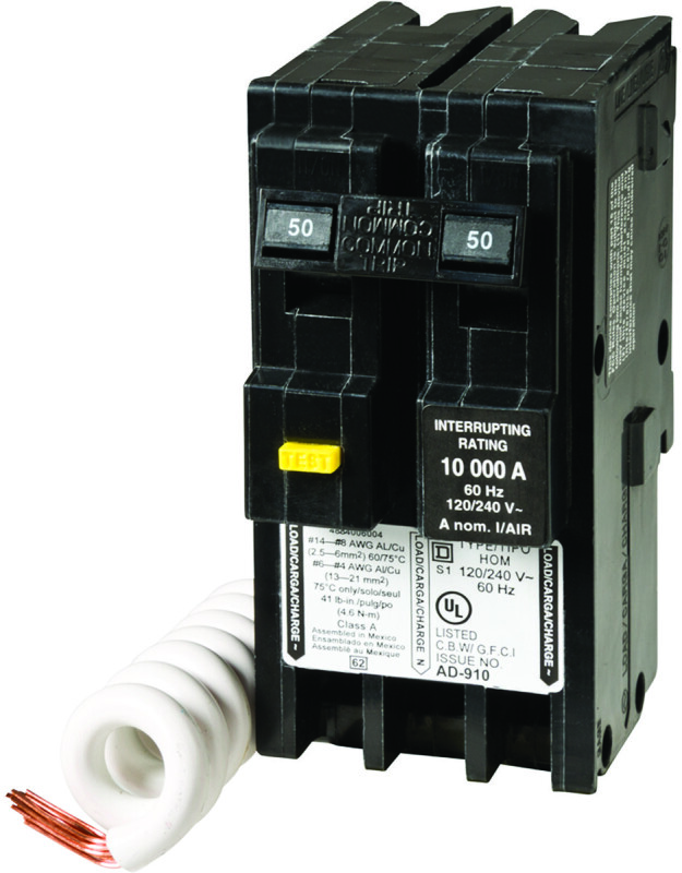 Square D Homeline HOM250GFICP 50A DOUBLE Two Pole Circuit Breaker & GFCI 6721377