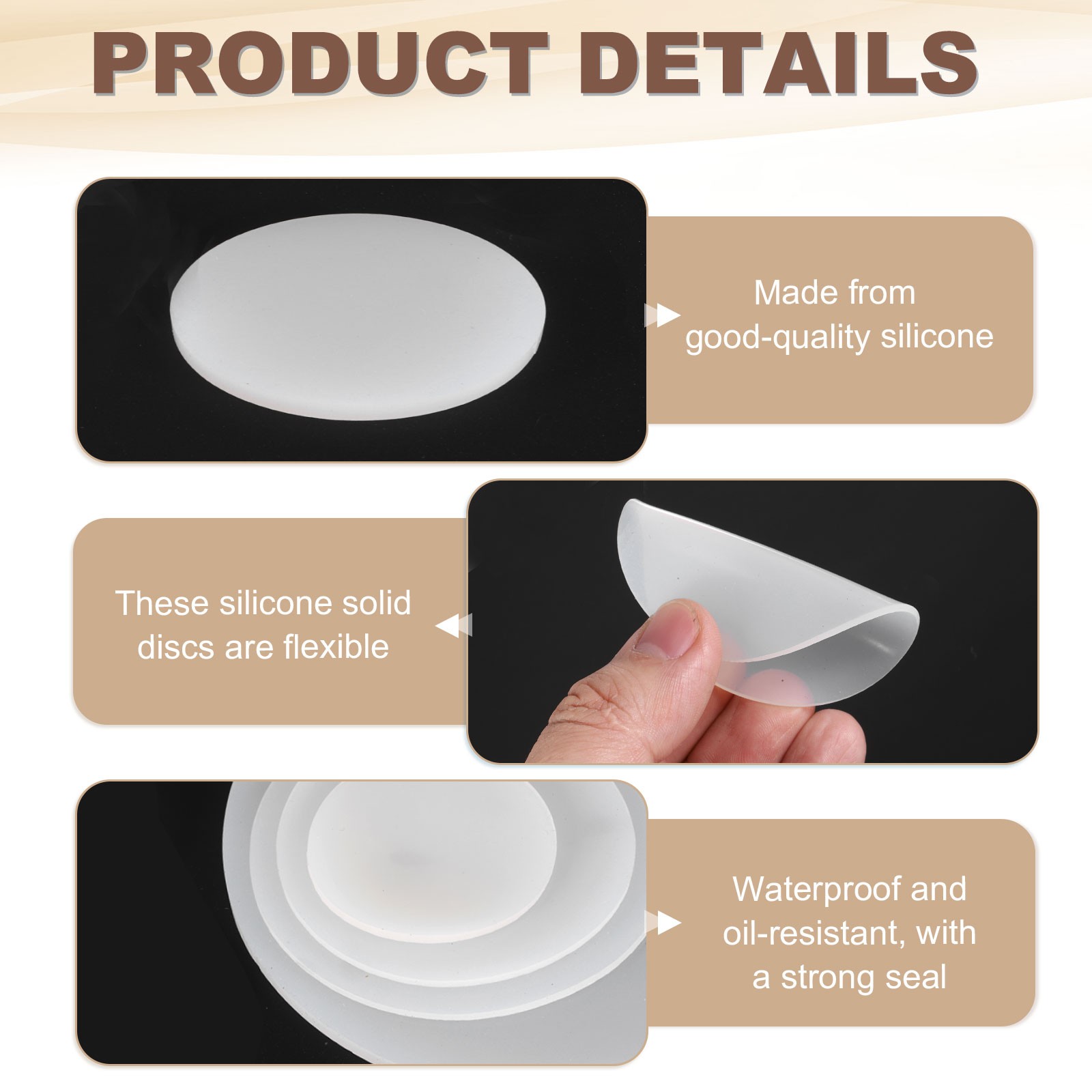 20 Pcs 20mm OD x 3mm Thick Solid Round Silicone Rubber Sheet, Translucent