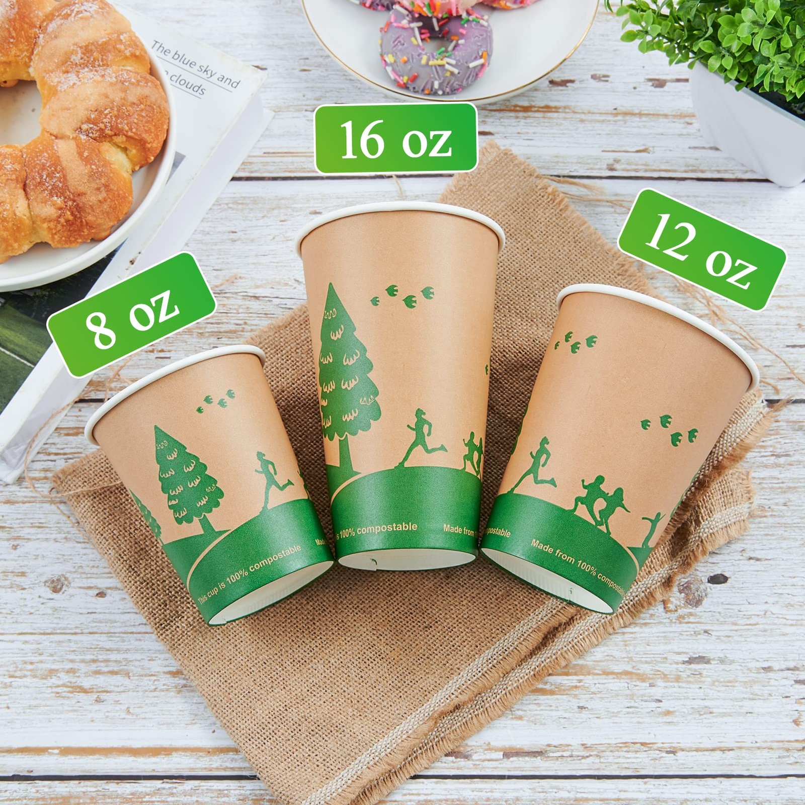 240 Count 12 oz Compostable Paper Cups, Biodegradable Disposable Paper Coffee…